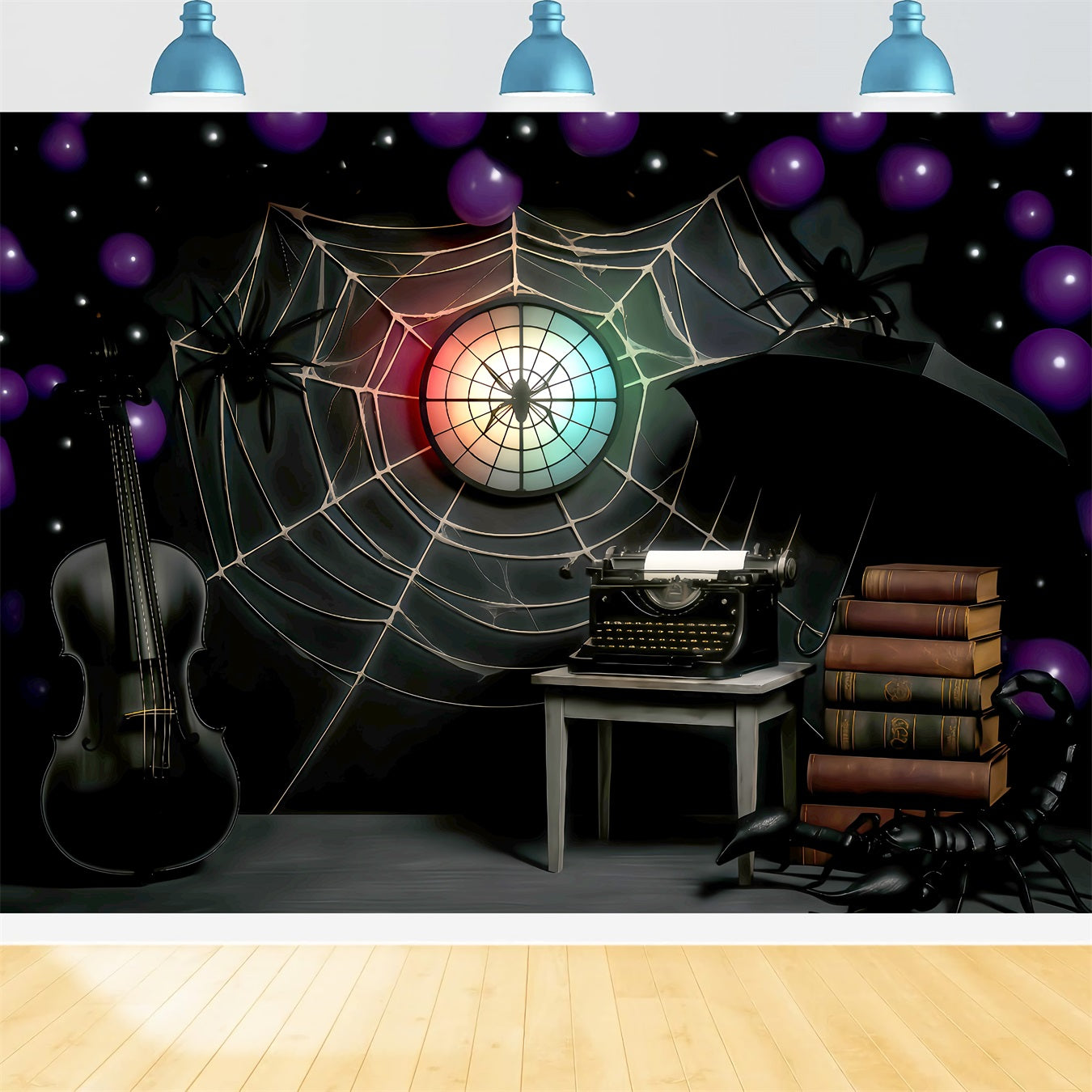 Halloween Spider Backdrop Spider Web Gothic Study Halloween Photo Backdrop TWW510-33