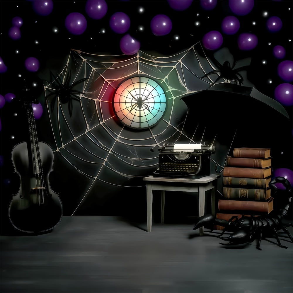 Halloween Spider Backdrop Spider Web Gothic Study Halloween Photo Backdrop TWW510-33