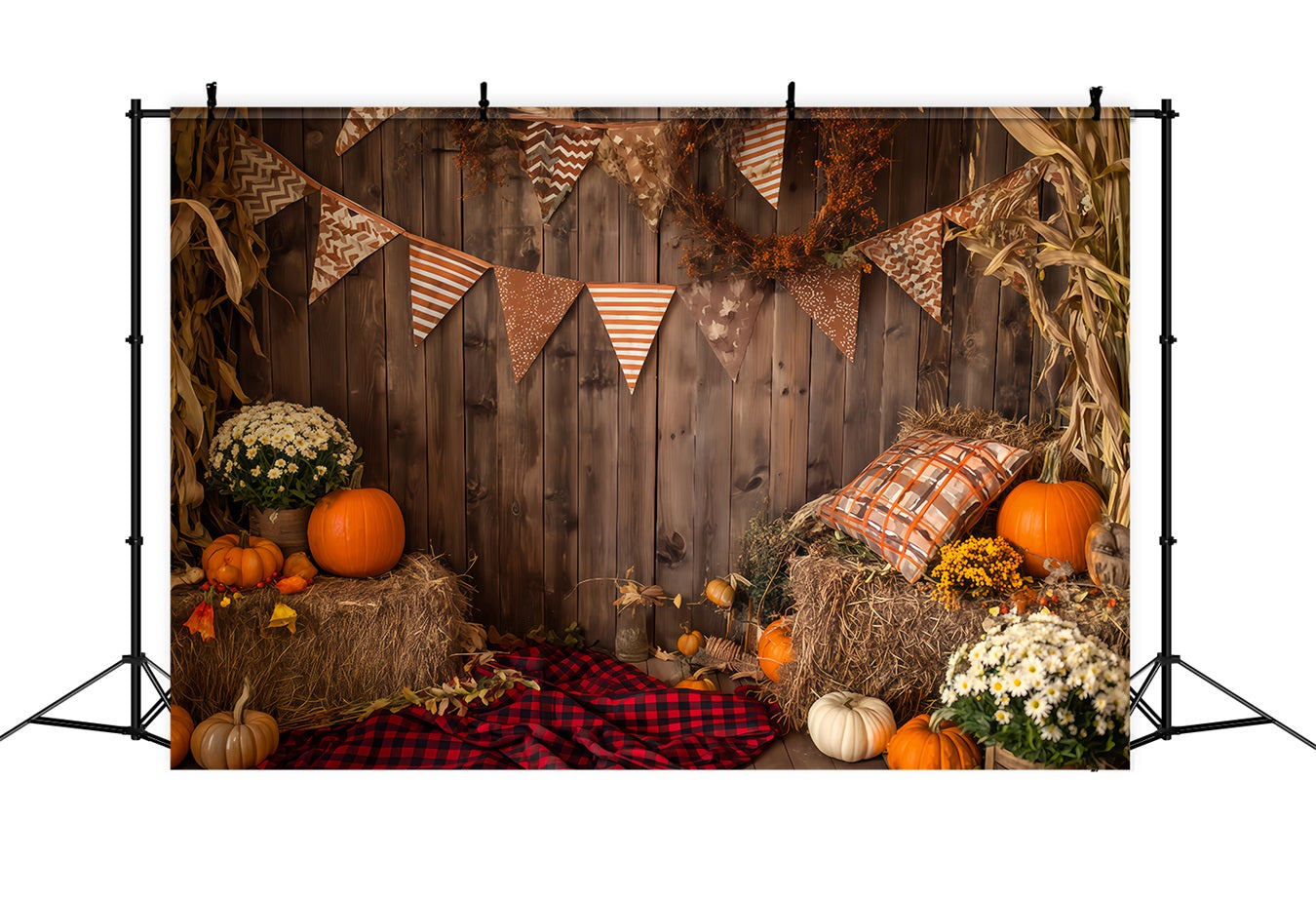 Halloween Wall Backdrop Rustic Autumn Harvest Corner Halloween Backdrop Ideas TWW510-35