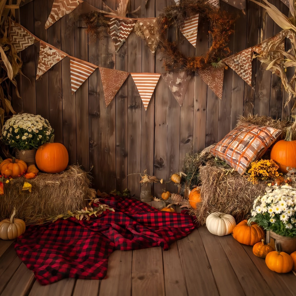 Halloween Wall Backdrop Rustic Autumn Harvest Corner Halloween Backdrop Ideas TWW510-35