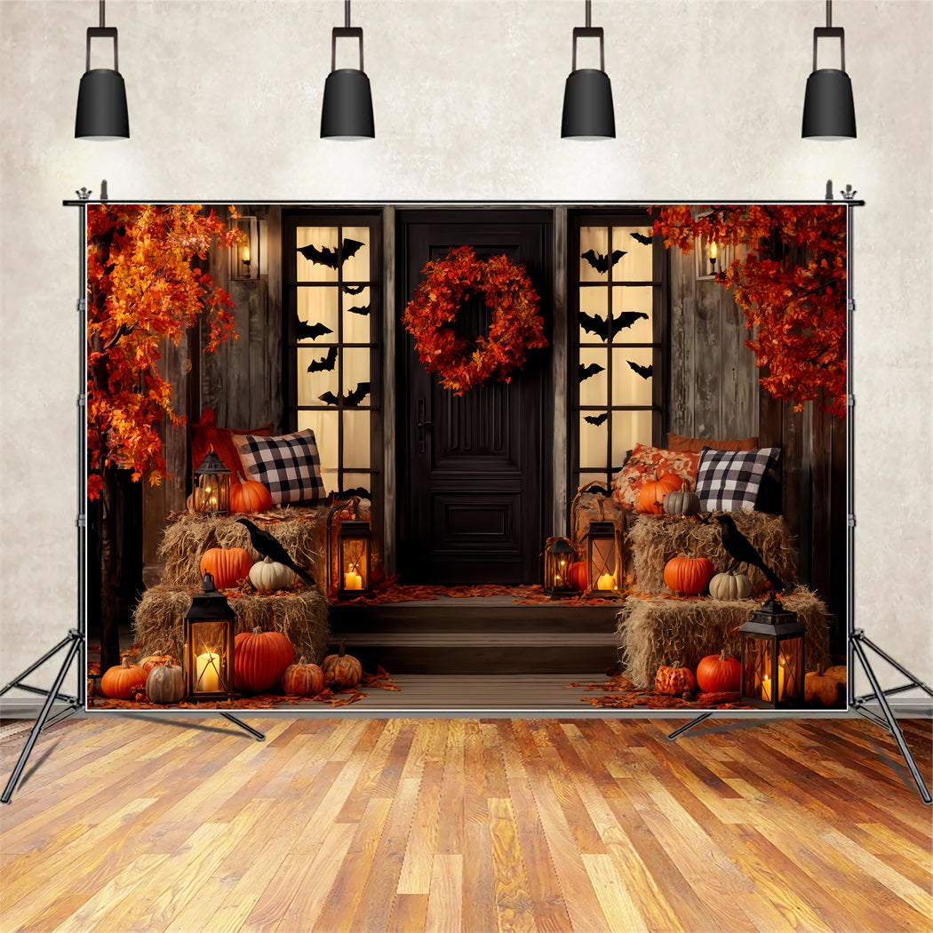 Halloween Backdrop Backdrop Pumpkin Porch Lantern Glow Halloween Backdrops For Photos TWW510-36