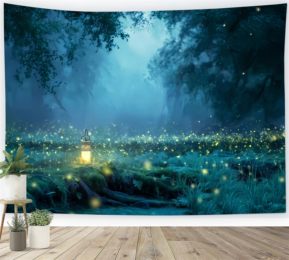 Haunted Forest Backdrop Enchanted Forest Firefly Light Halloween Photography Backdrop TWW510-39
