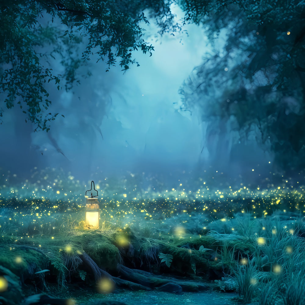 Haunted Forest Backdrop Enchanted Forest Firefly Light Halloween Photography Backdrop TWW510-39