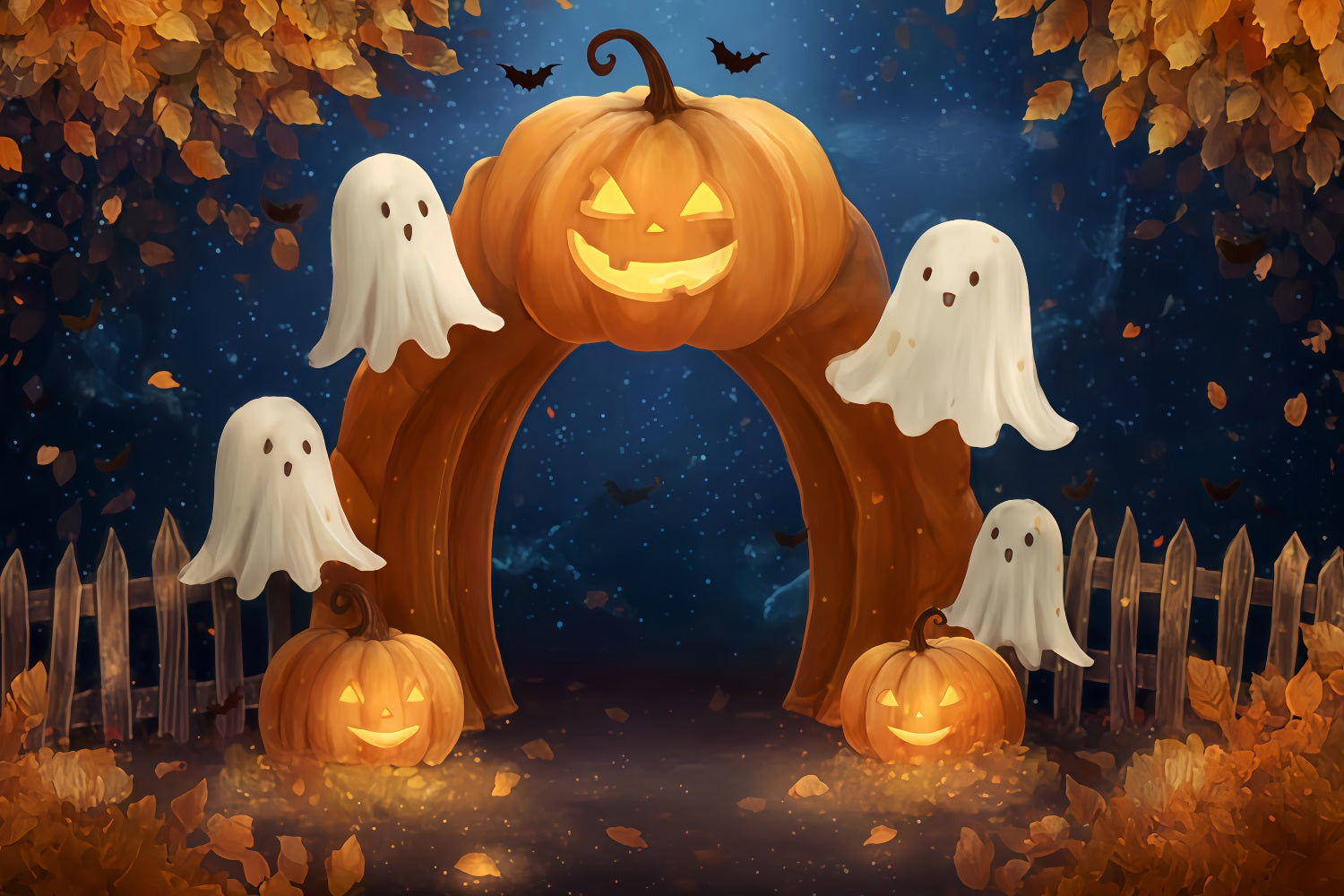 Halloween Ghost Backdrop Pumpkin Arch Ghost Path Halloween Backdrops TWW510-42