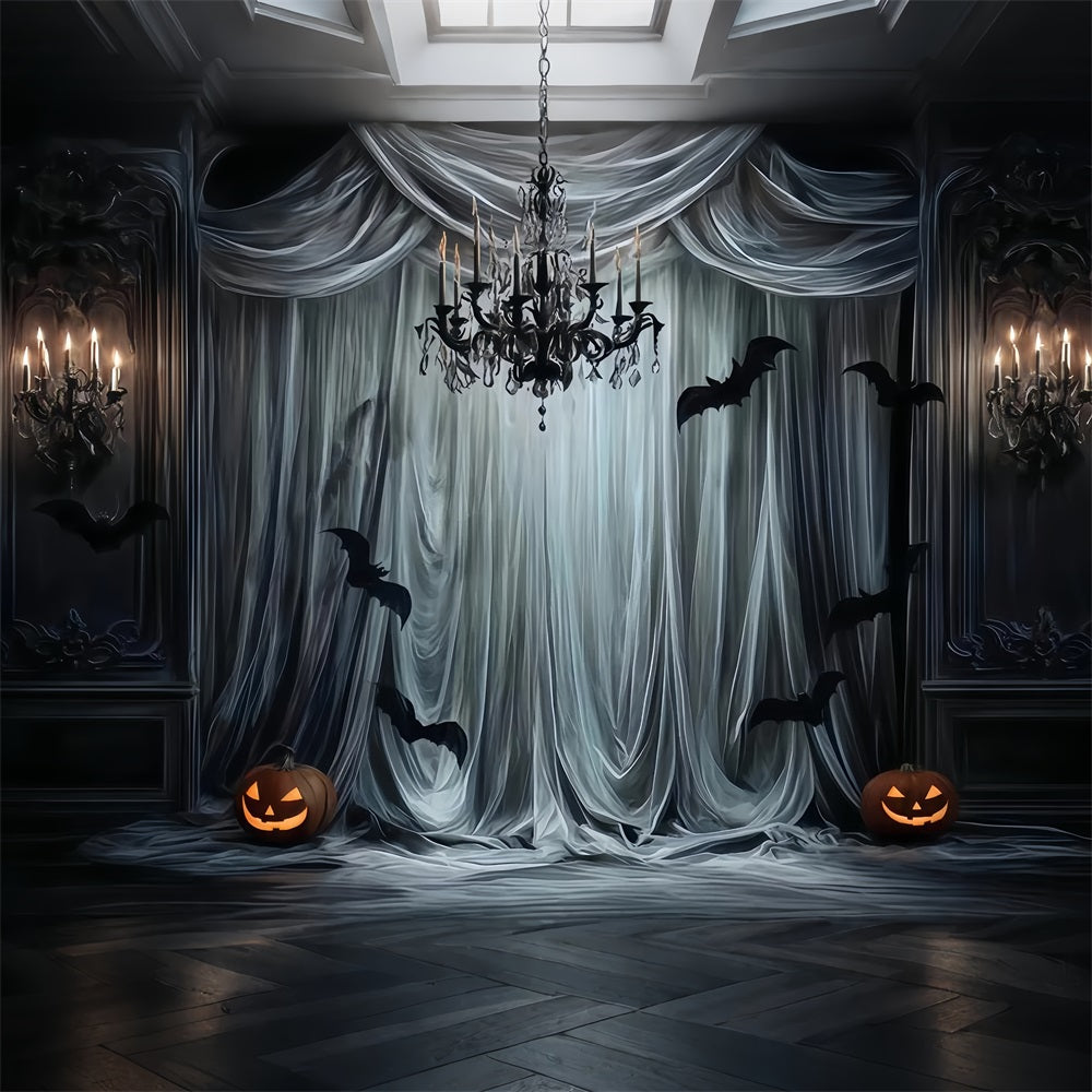 Halloween Color Backdrop Gothic Drapes Bat Glow Halloween Backdrop For Photos TWW510-44
