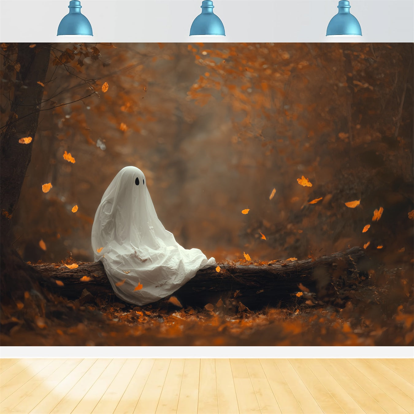 Halloween Ghost Backdrop Autumn Forest Lonely Ghost Spooky Halloween Backdrop TWW510-48