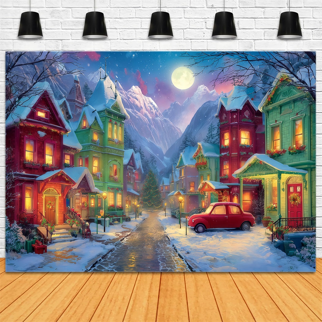 Grinch Backdrop Snowy Village Holiday Night Christmas Photography Backdrops TWW510-50