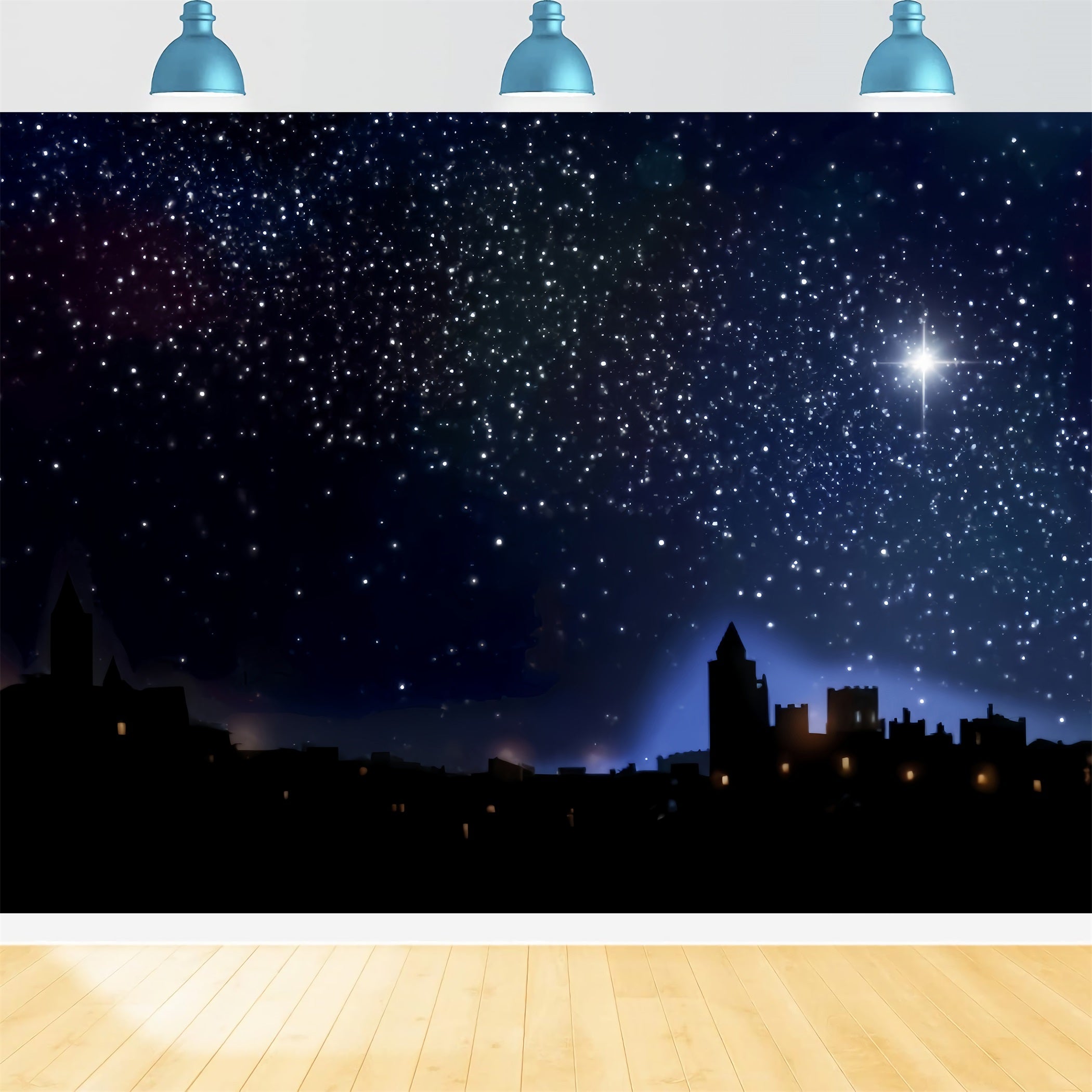 Nativity Backdrop Starry Bethlehem Holy Night Christmas Photo Backdrops TWW510-53