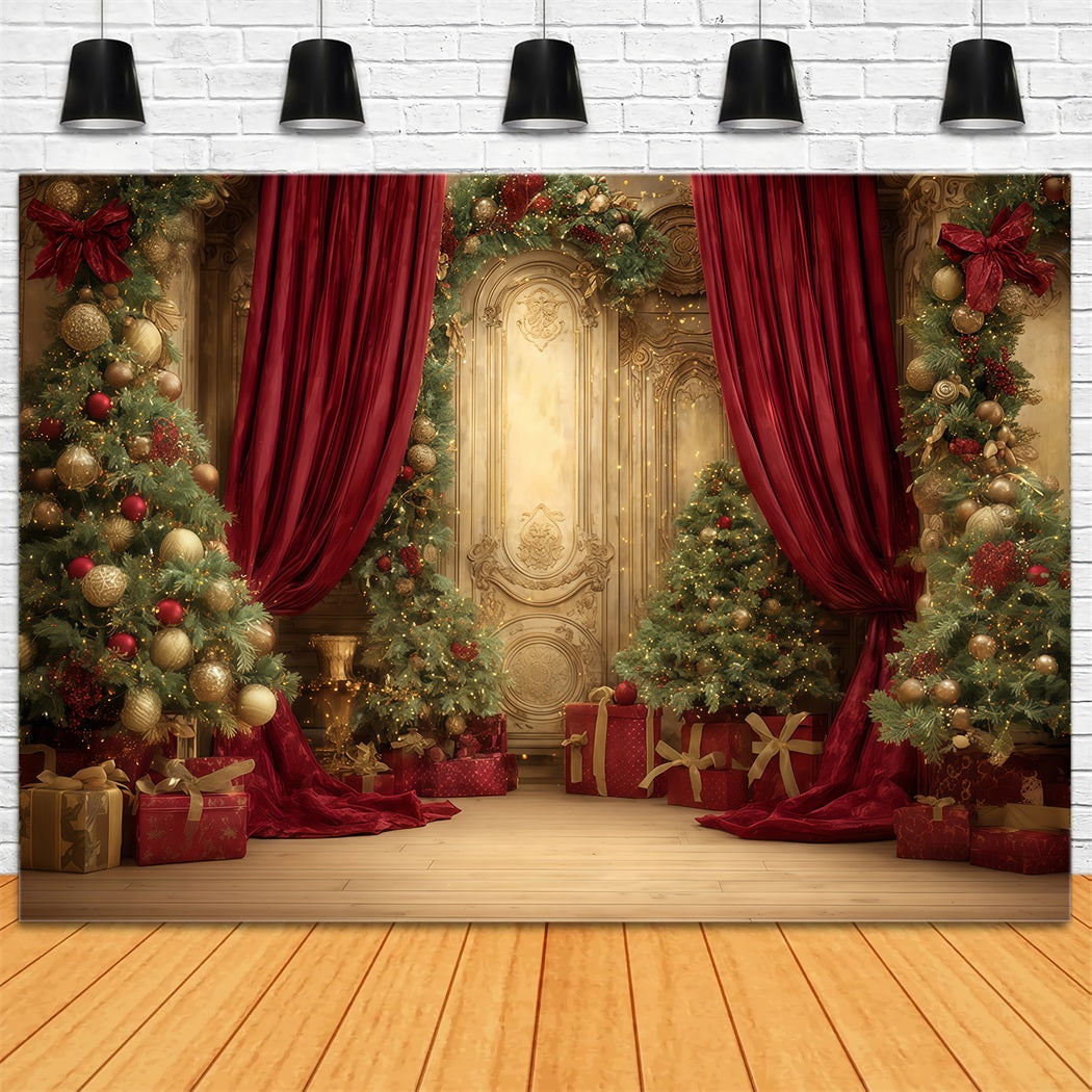 Christmas Wall Backdrop Golden Palace Festive Elegance Christmas Backdrops TWW510-54