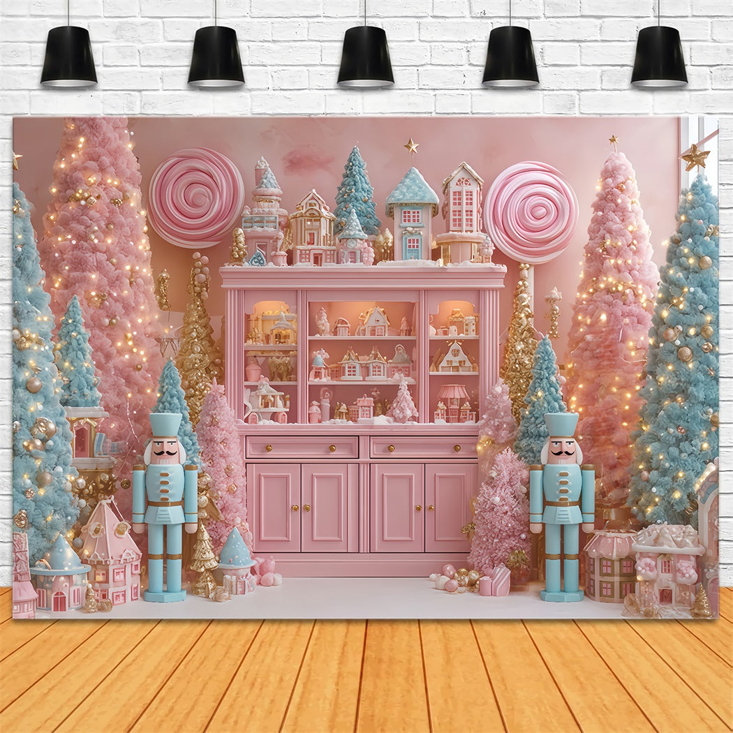 Nutcracker Backdrop Candyland Pastel Pink Trees Christmas Backdrop TWW510-62
