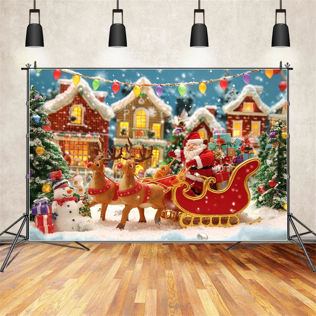 Santa Backdrop Santa Sleigh Village Parade Christmas Backdrops Sale TWW510-68