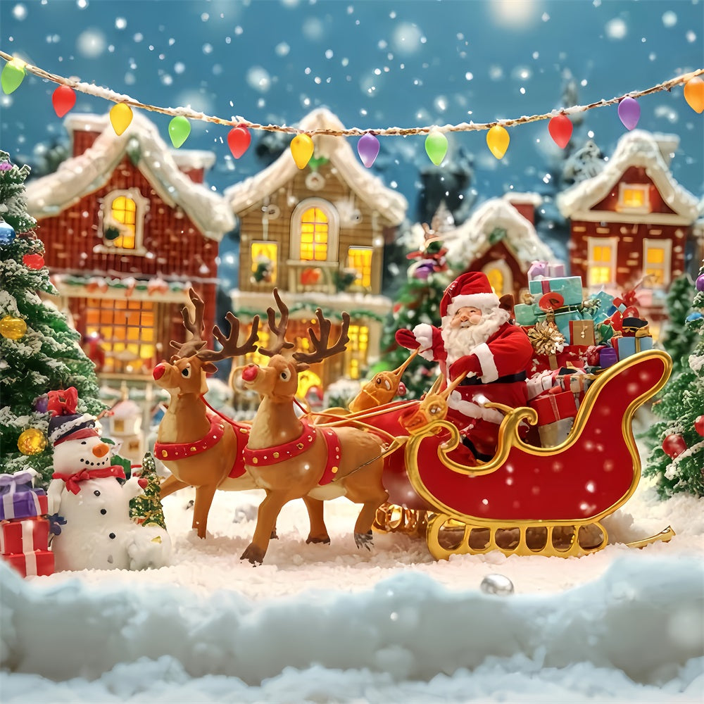 Santa Backdrop Santa Sleigh Village Parade Christmas Backdrops Sale TWW510-68