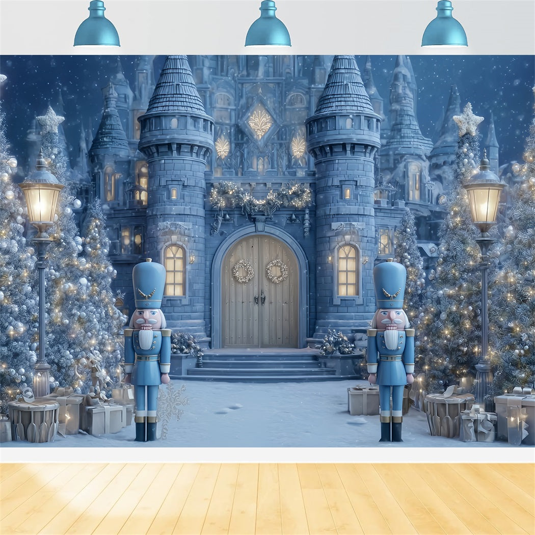 Nutcracker Backdrop Blue Nutcracker Castle Gate Christmas Backdrop Ideas TWW510-69