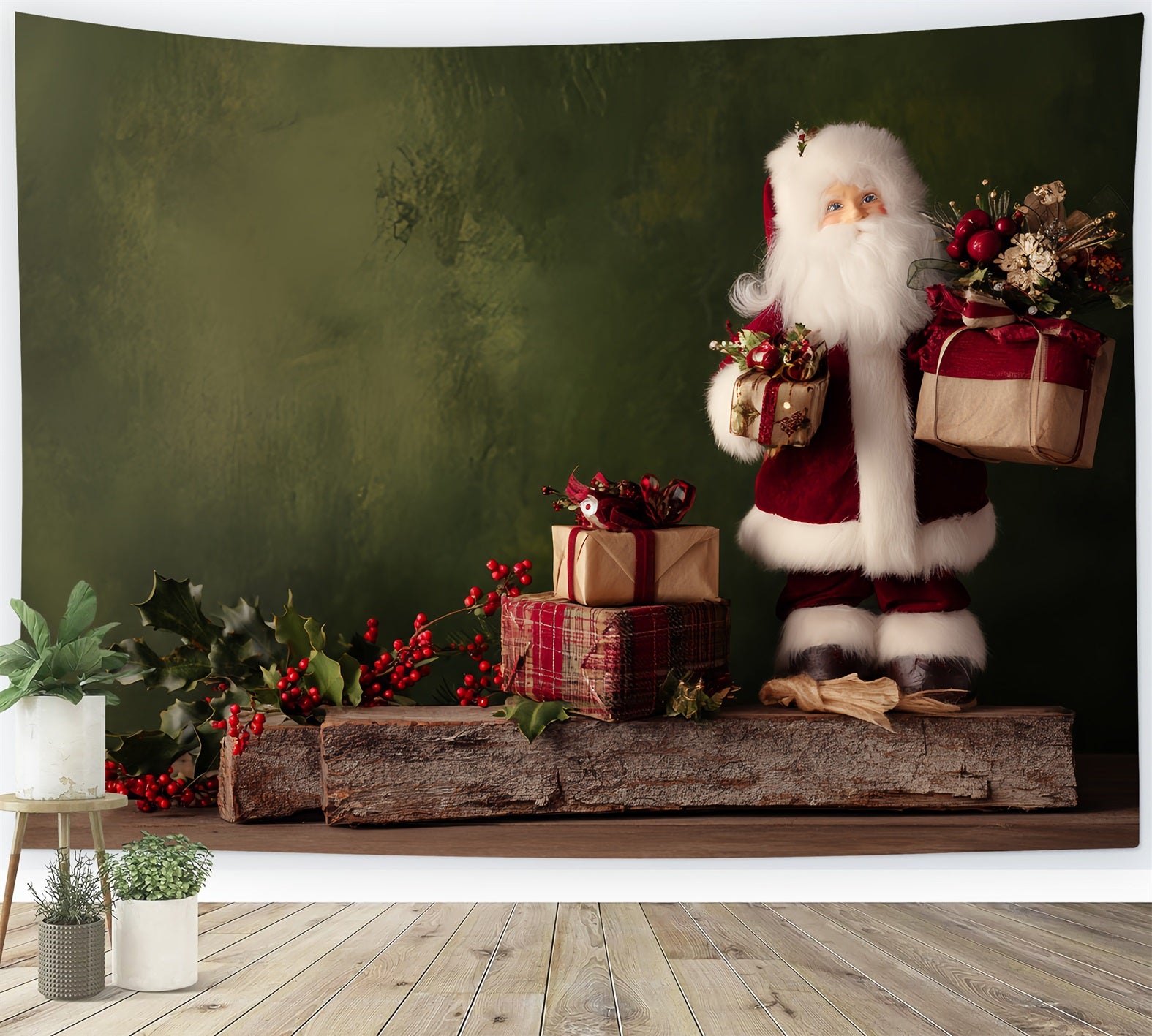 Santa Backdrop Rustic Santa Gift Table Christmas Photography Backdrops TWW510-71