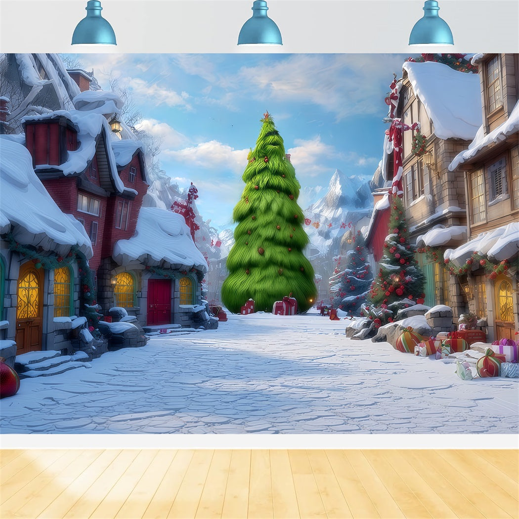 Grinch Backdrops Whoville Snowy Village Street Christmas Backdrops TWW510-73