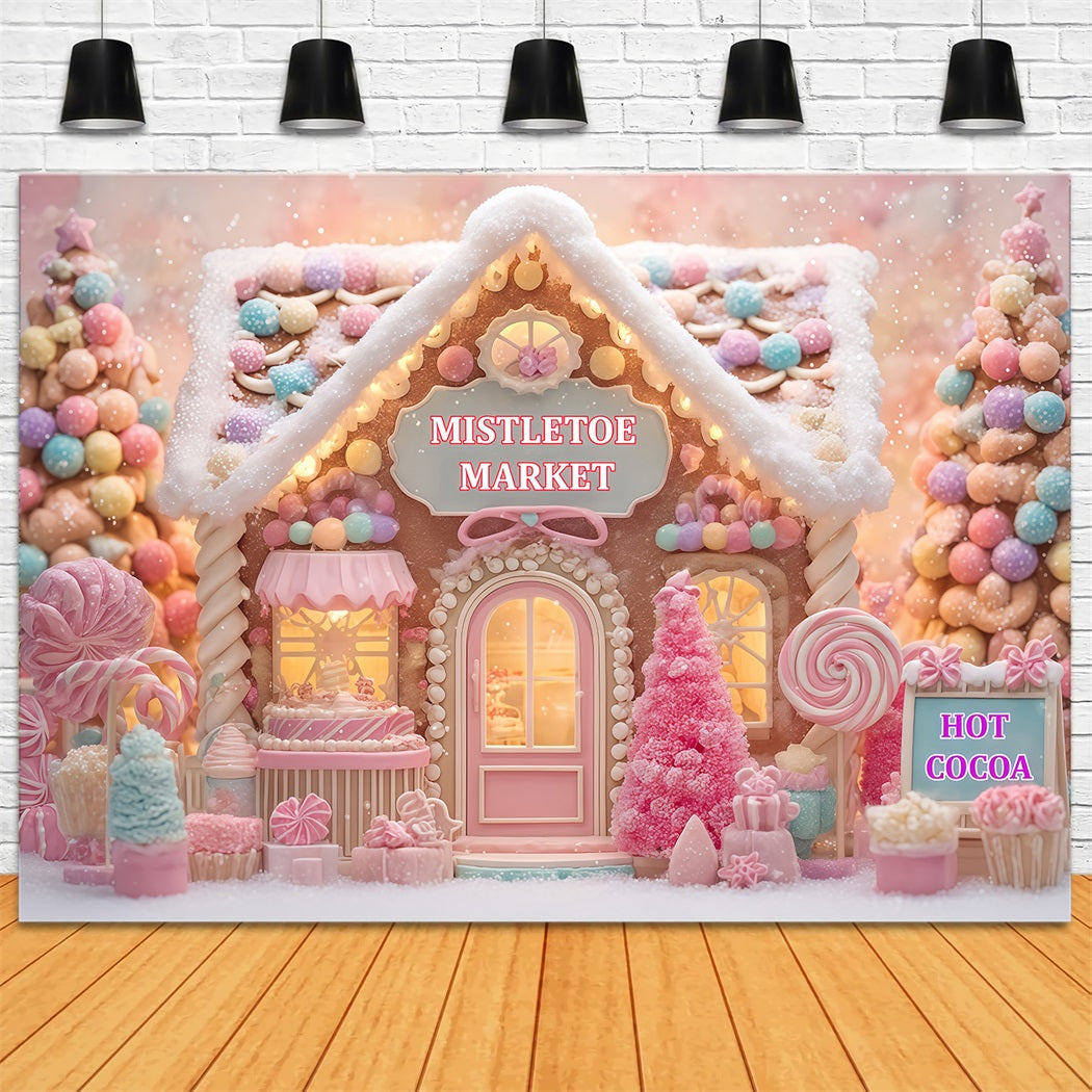Gingerbread House Backdrop Candyland Sweet Shop Christmas Photo Backdrop TWW510-74