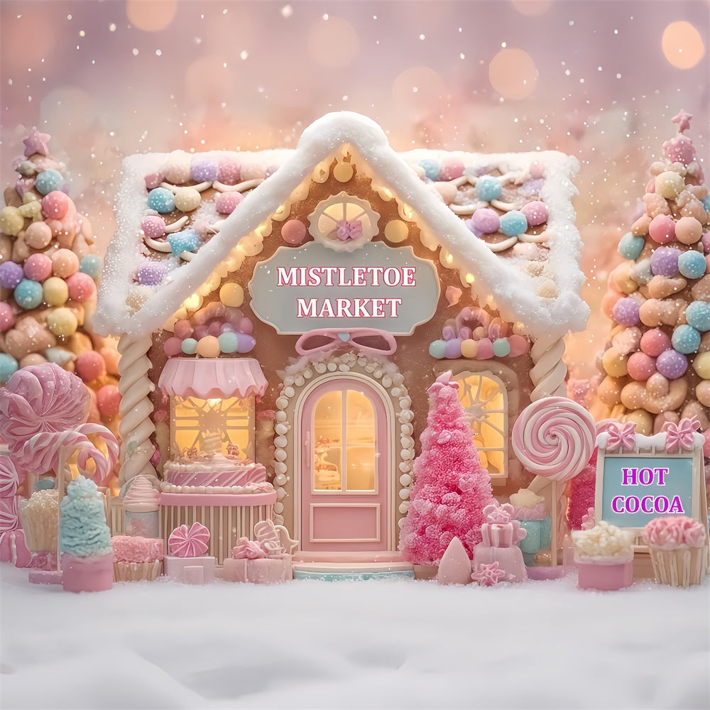 Gingerbread House Backdrop Candyland Sweet Shop Christmas Photo Backdrop TWW510-74