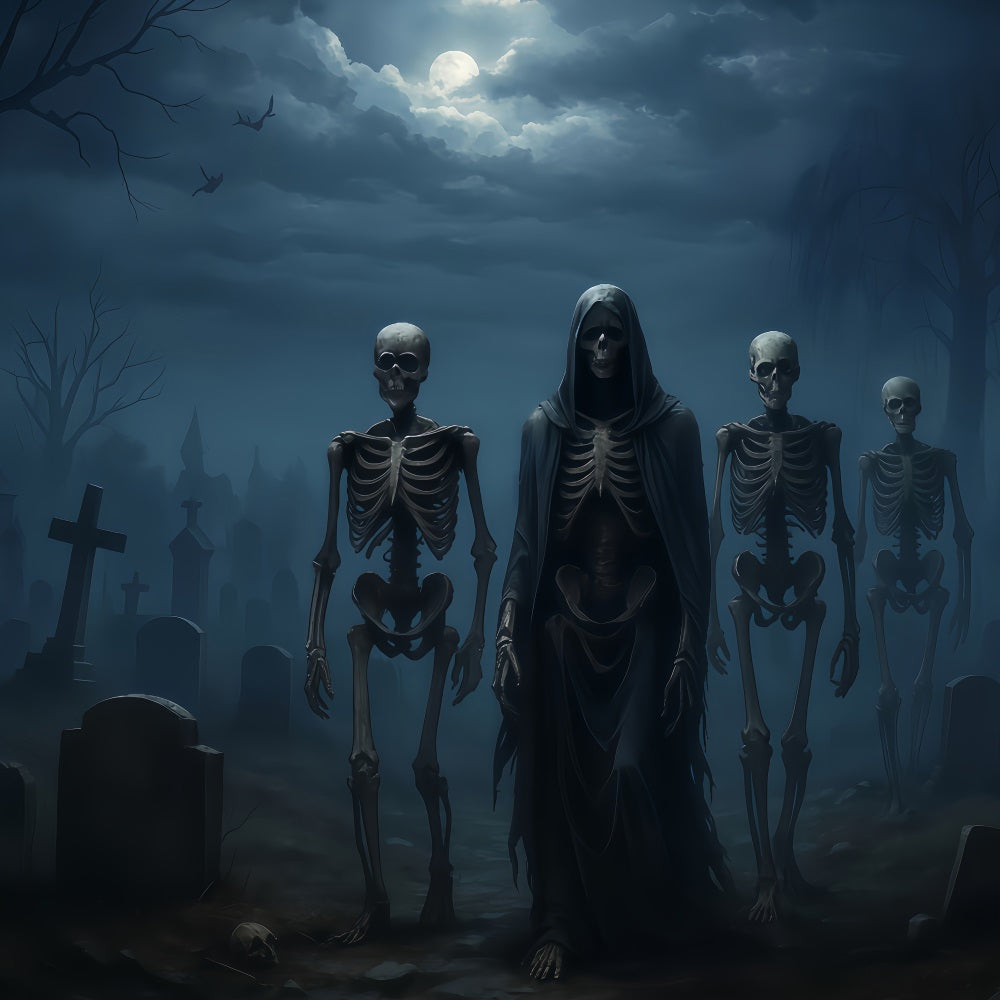 Halloween Ghost Backdrop Skeleton Army Midnight March Spooky Halloween Backdrop TWW510-8