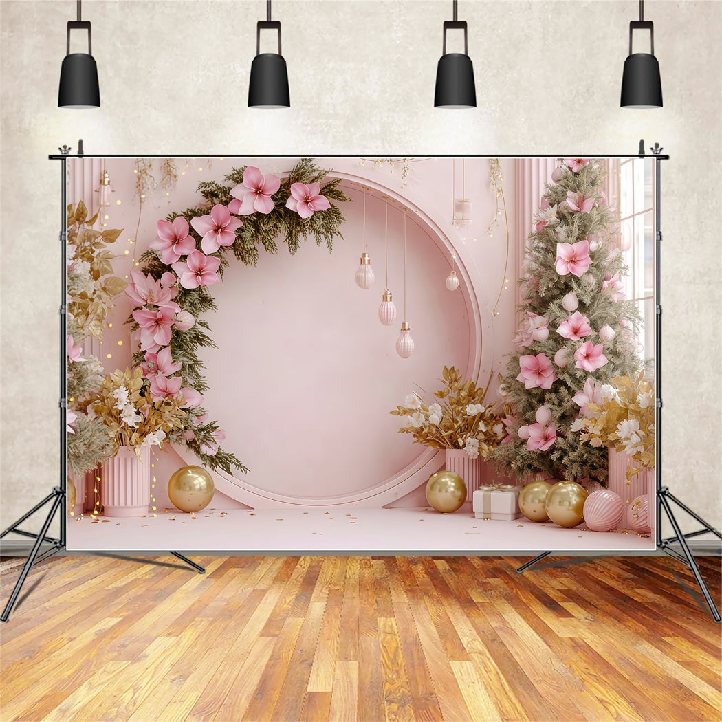 Christmas Wall Backdrop Blush Floral Holiday Arch Christmas Backdrops Sale TWW510-84