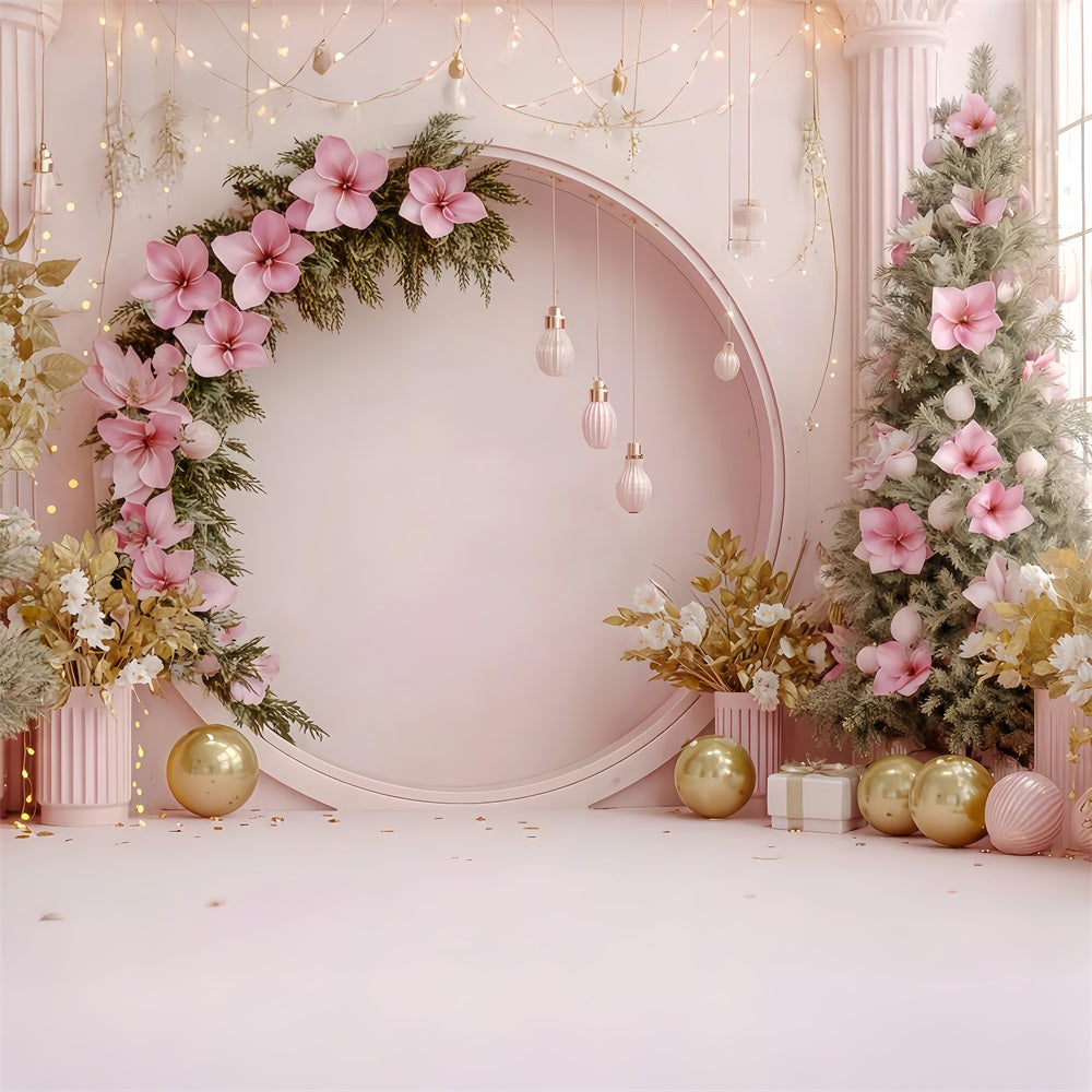 Christmas Wall Backdrop Blush Floral Holiday Arch Christmas Backdrops Sale TWW510-84