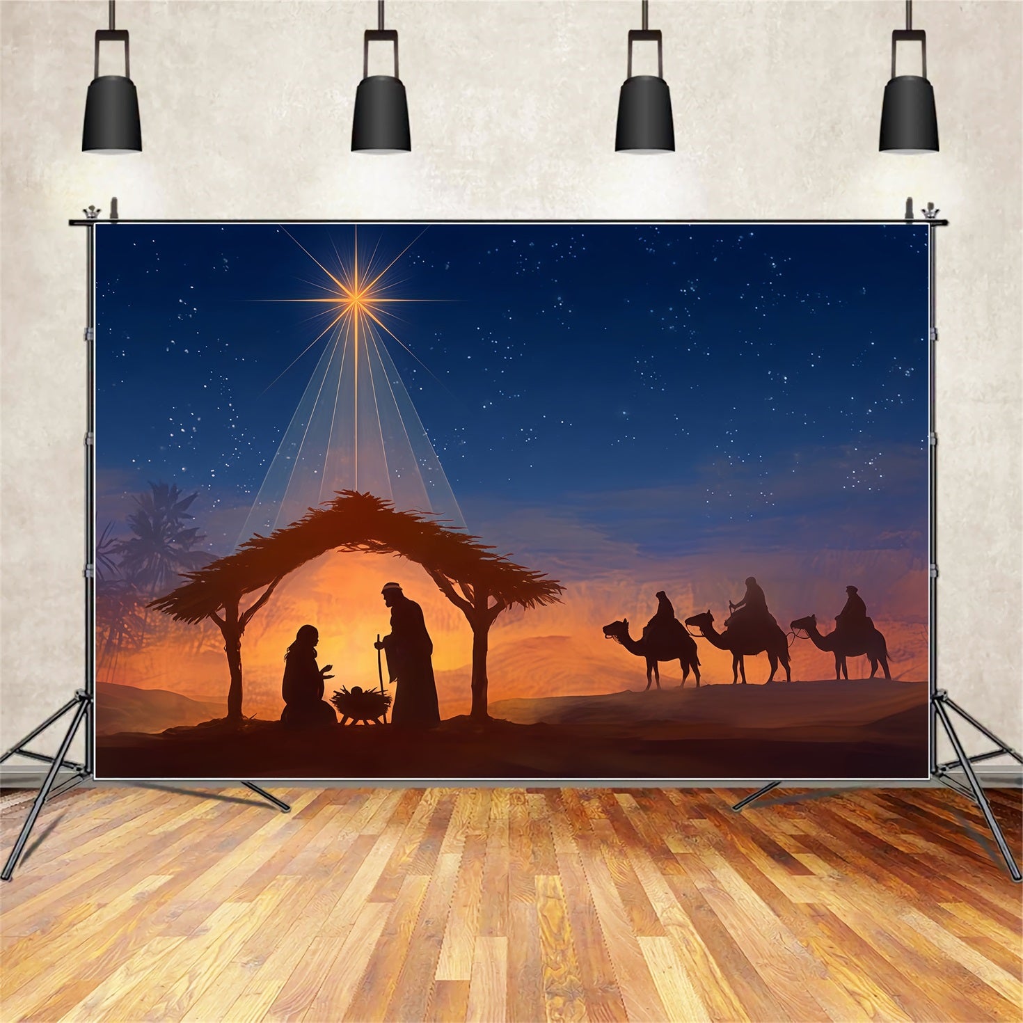 Nativity Backdrop Bethlehem Star Night Journey Christmas Backdrop TWW510-88