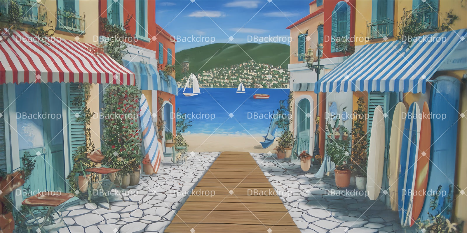 Theater Stage Backdrop Beach and Pier Dance Recital Backdrops TWW510-T29