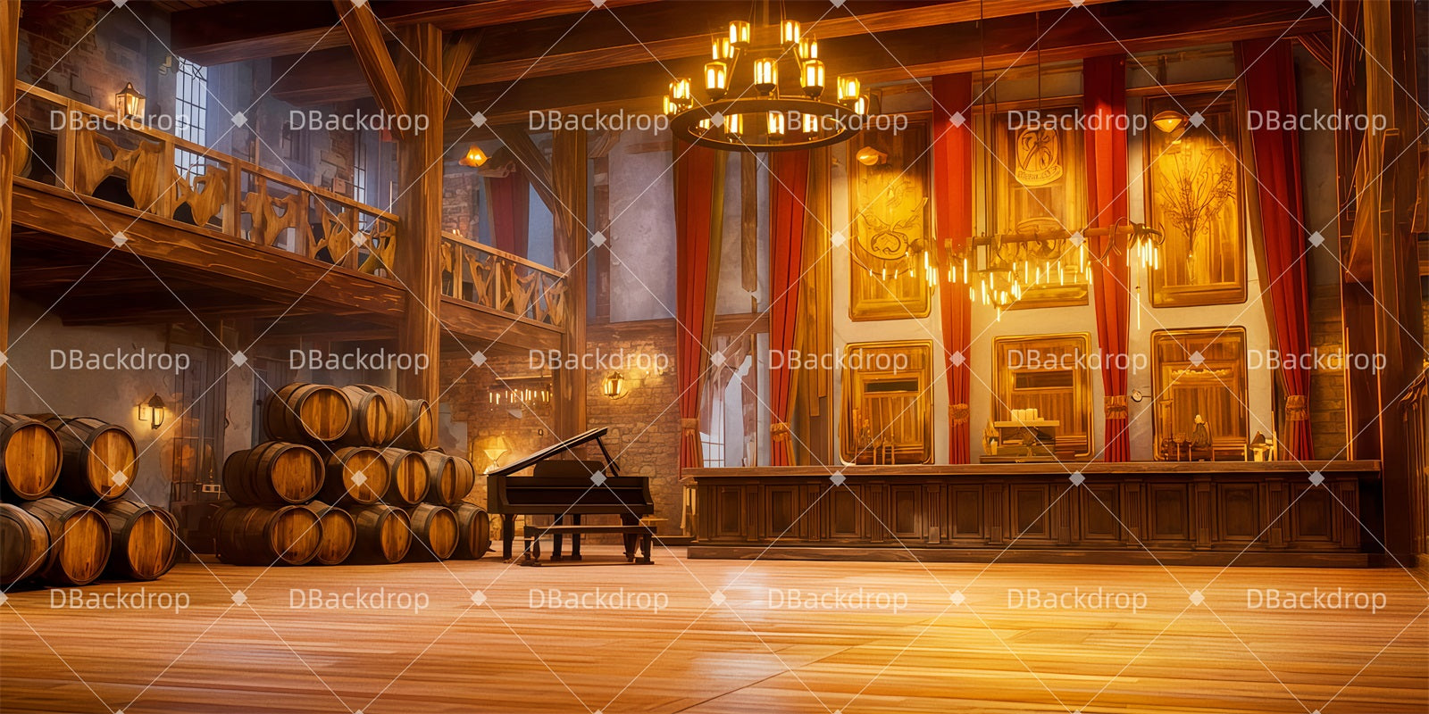 Musical Backdrops Saloon Interior Backdrop For Theater Play TWW511-T49