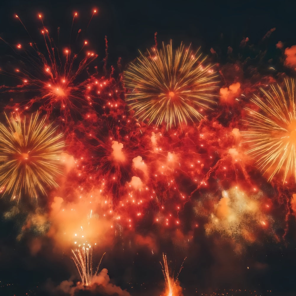 New Years Backdrop Crimson Burst Firework Sky New Year's Eve Backdrop TWW512-11