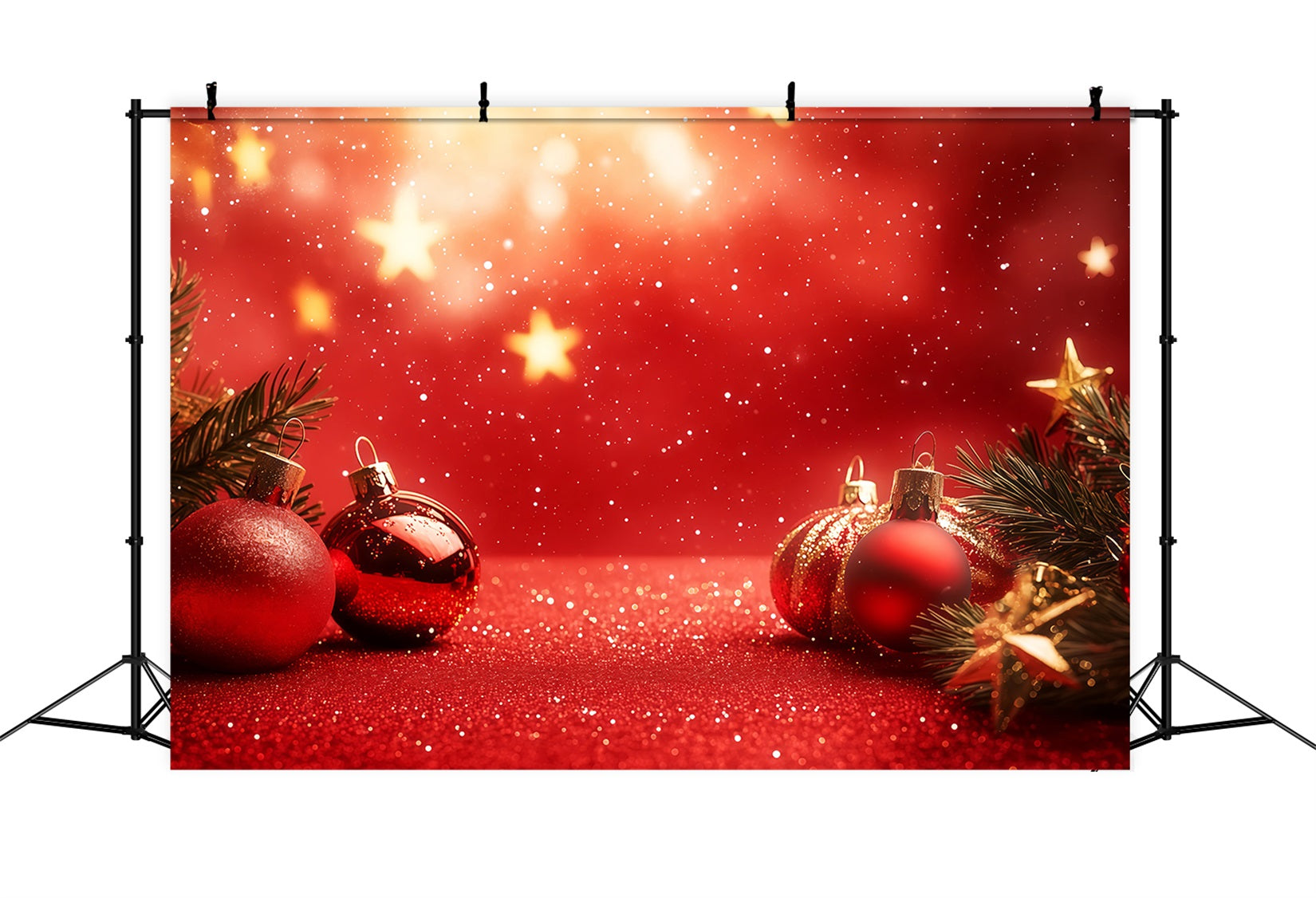 New Years Backdrops Radiant Red Ornaments Happy New Year 2026 Backdrop TWW512-17