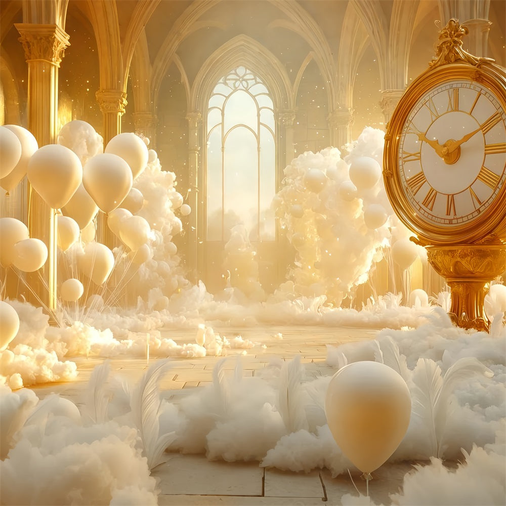 New Year Backdrop Ideas Golden Cloud Balloon Fantasy Countdown Clock Backdrop TWW512-18