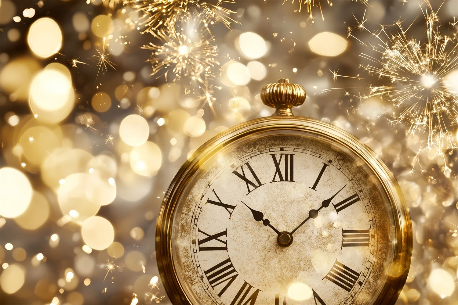 New Year's Backdrop Countdown Gold Glitter Firework Bokeh Backdrop TWW512-20
