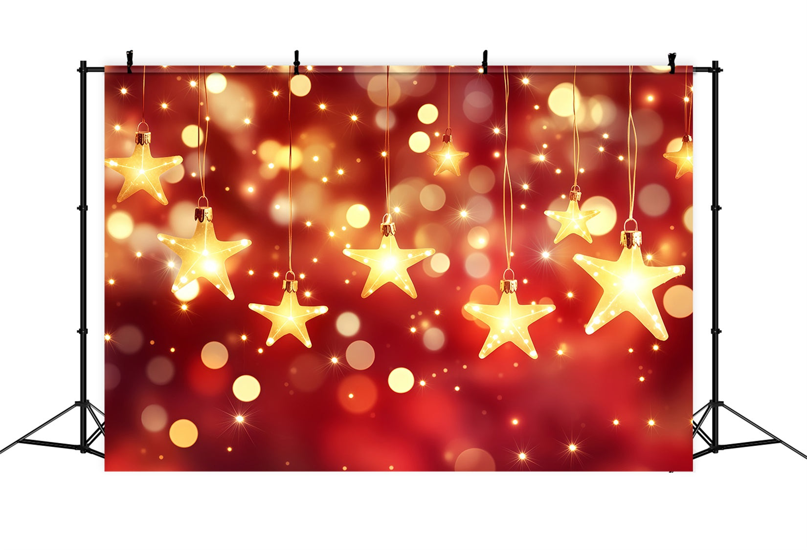 New Years Backdrops Hanging Star Lights Bokeh Gold Glitter Backdrop TWW512-26