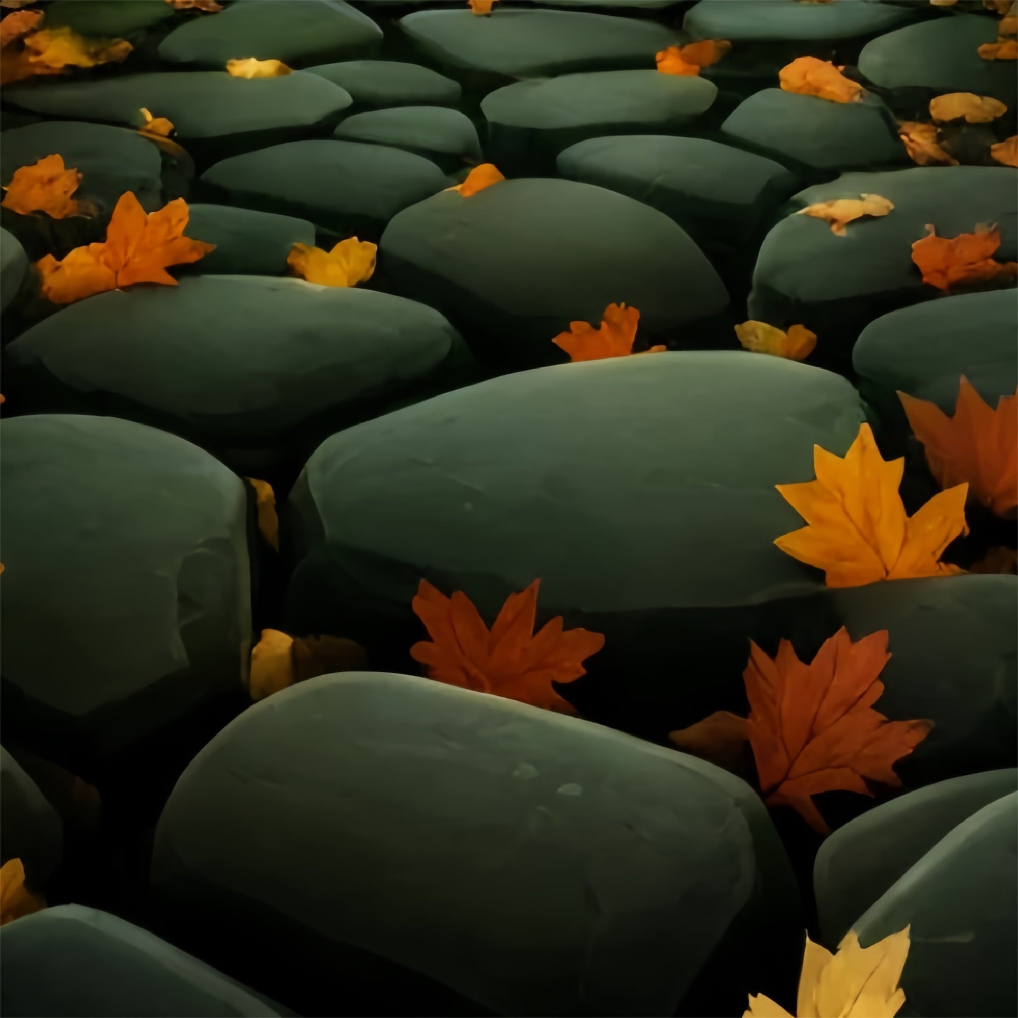 Photo Backdrop Floor Leaves Stone Path Floor Backdrop TWW57-40