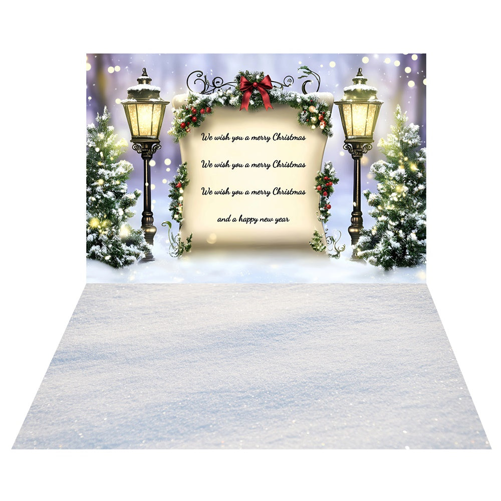 Holiday Greeting Board Backdrop+Glitter Snow Floor Backdrop TWW57-51