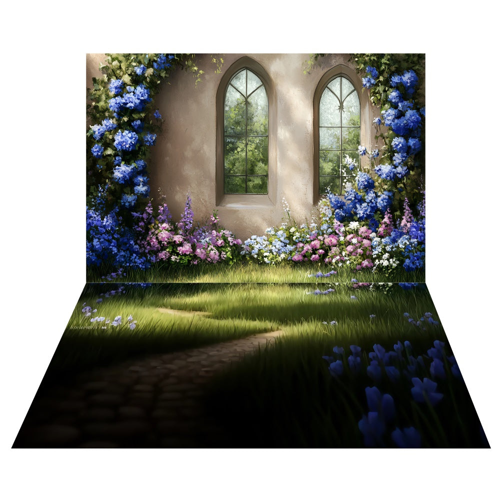 Enchanted Garden Window Backdrop+Meadow Path Floor Backdrop TWW57-75