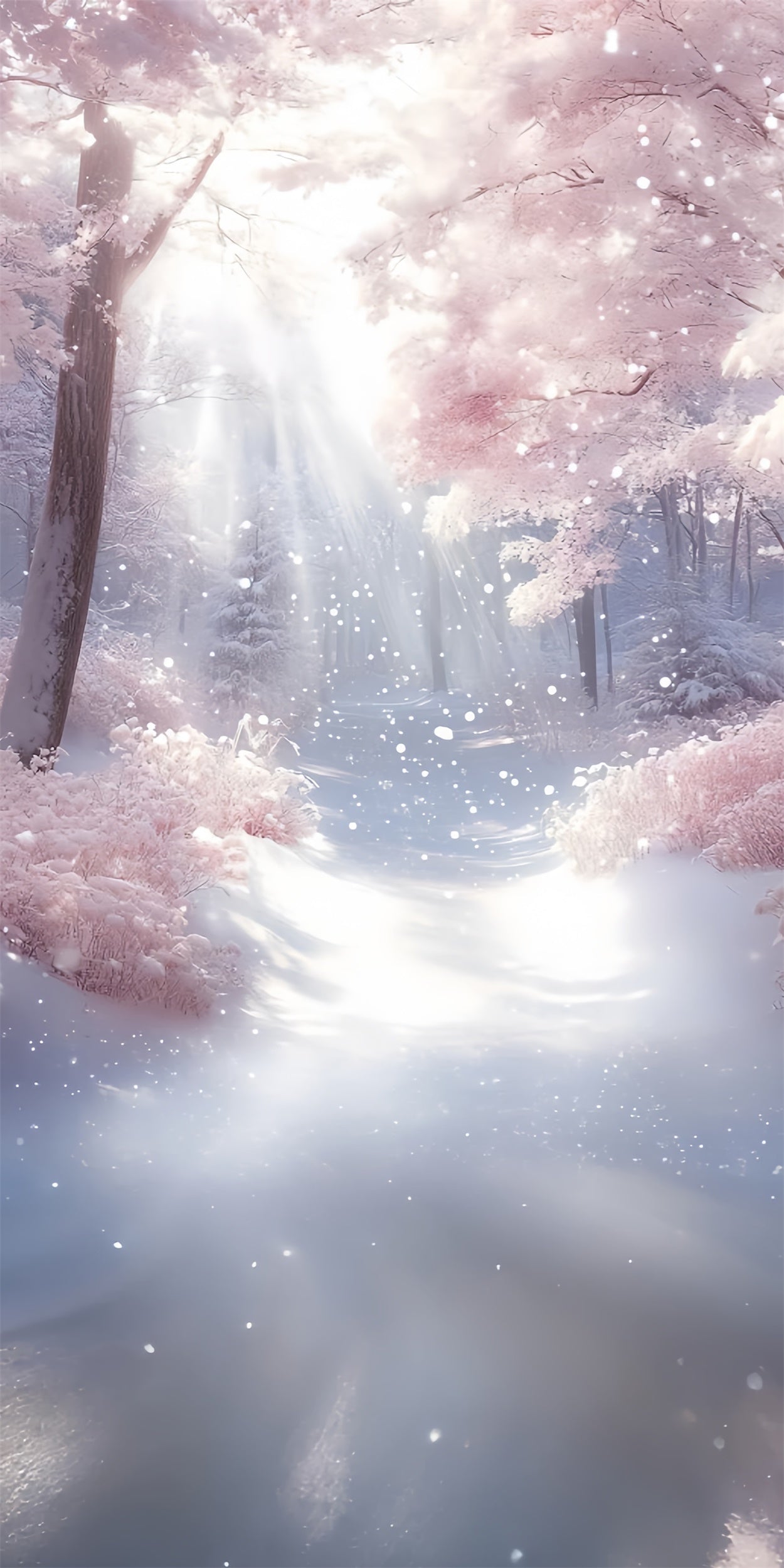 Winter Forest Backdrop Blush Snow Dream Trail Sweep Backdrop TWW57-97