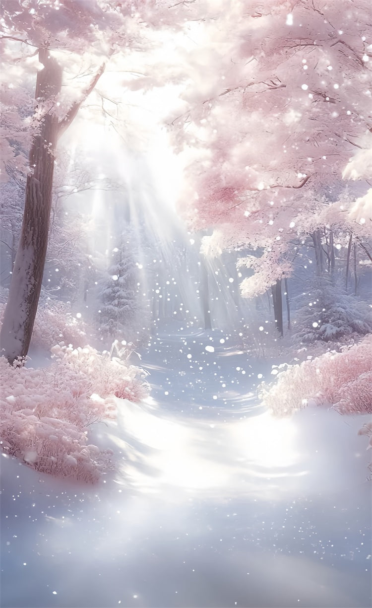 Winter Forest Backdrop Blush Snow Dream Trail Sweep Backdrop TWW57-97