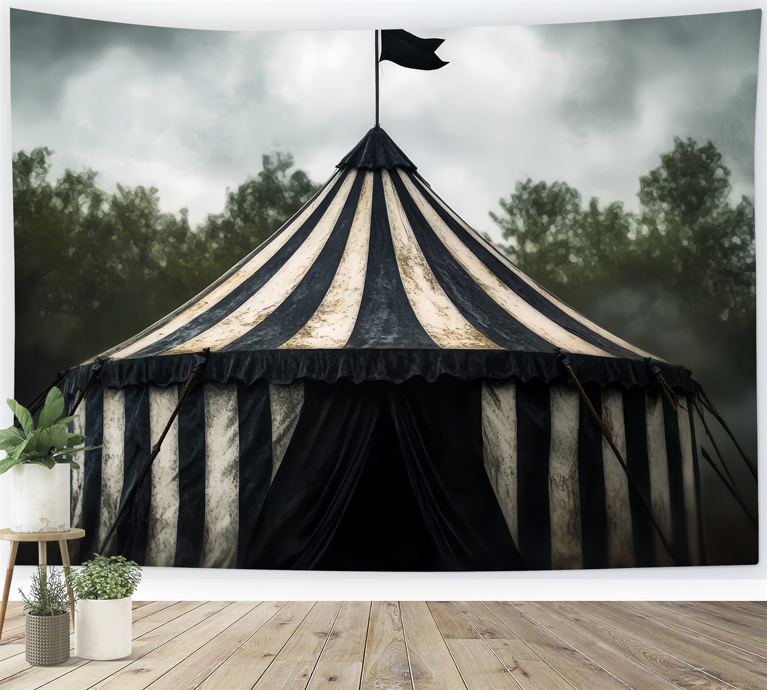 Carnival Tent Backdrop Vintage Black White Tent Circus Carnival Backdrop TWW59-10