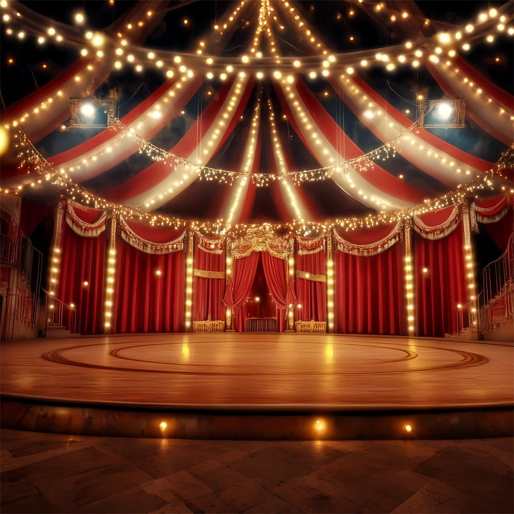 Carnival Tent Backdrop Grand Red Velvet Stage Photography Circus Backdrop TWW59-12