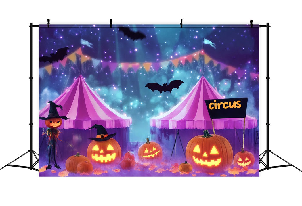 Halloween Circus Backdrop Pumpkin Witch Haunted Night Carnival Backdrop TWW59-13
