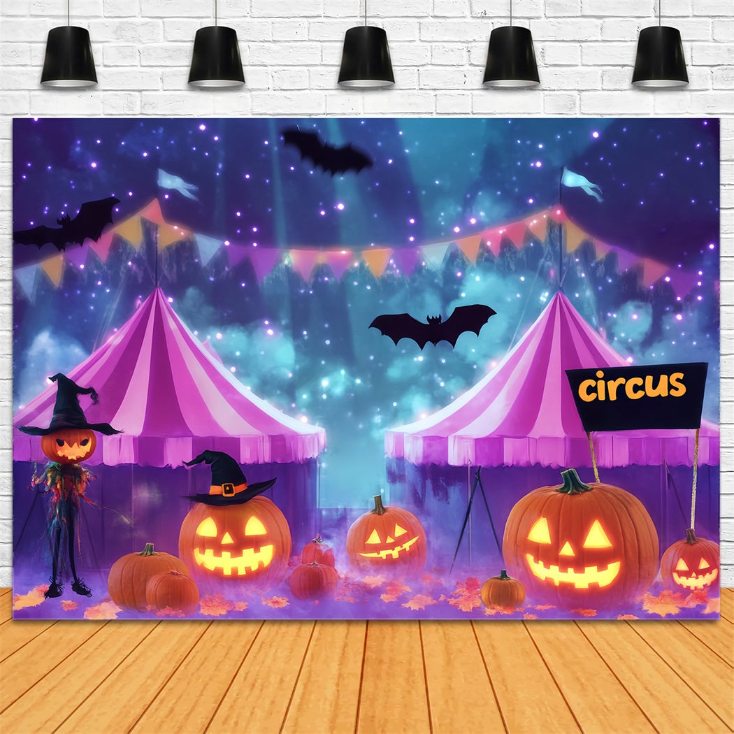 Halloween Circus Backdrop Pumpkin Witch Haunted Night Carnival Backdrop TWW59-13