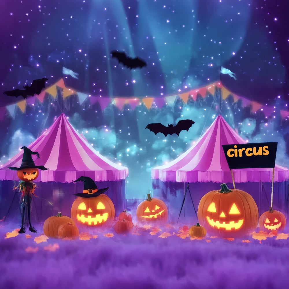 Halloween Circus Backdrop Pumpkin Witch Haunted Night Carnival Backdrop TWW59-13