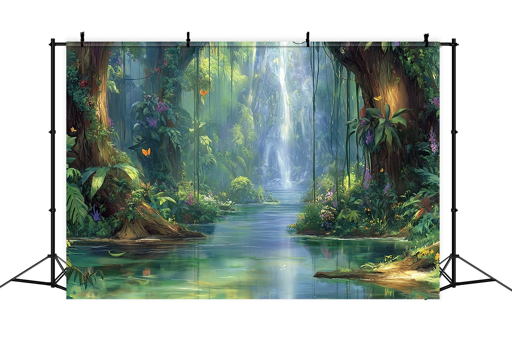 Rainforest Backdrop Enchanted Waterfall Jungle Paradise Fantasy Forest Backdrop TWW59-137