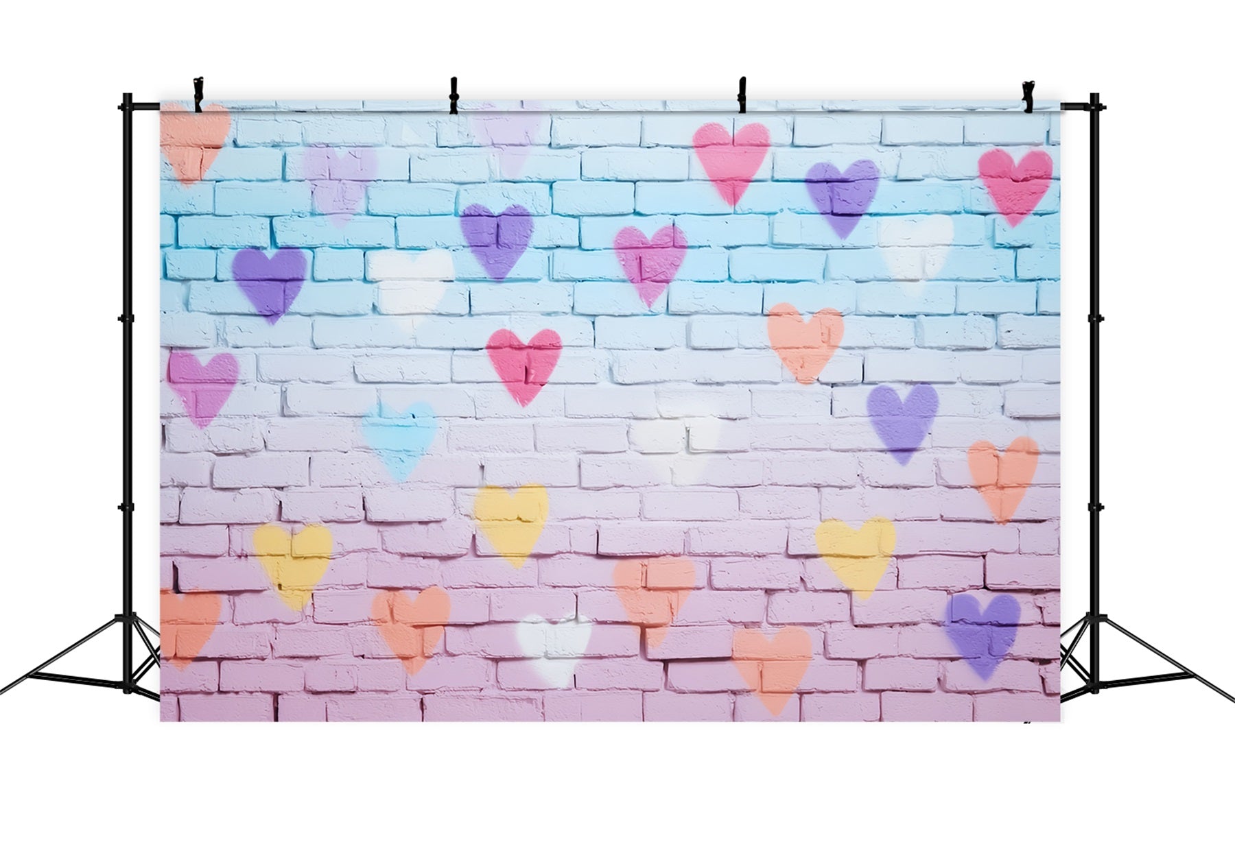 Brick Backdrop Colorful Heart Painted Wall Brick Photo Backdrop TWW59-164