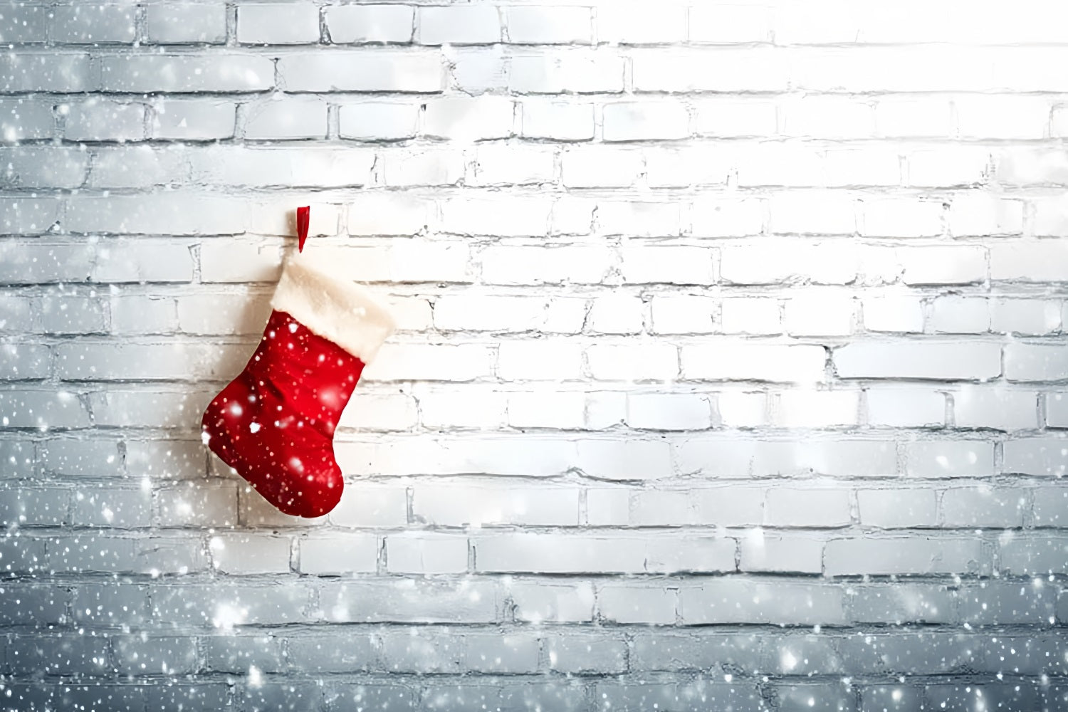 White Brick Backdrop Christmas Stocking White Wall Brick Backdrop TWW59-170