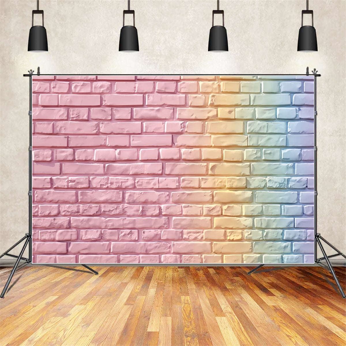 Brick Wall Photo Backdrop Pastel Rainbow Gradient Wall Brick Backdrop TWW59-180