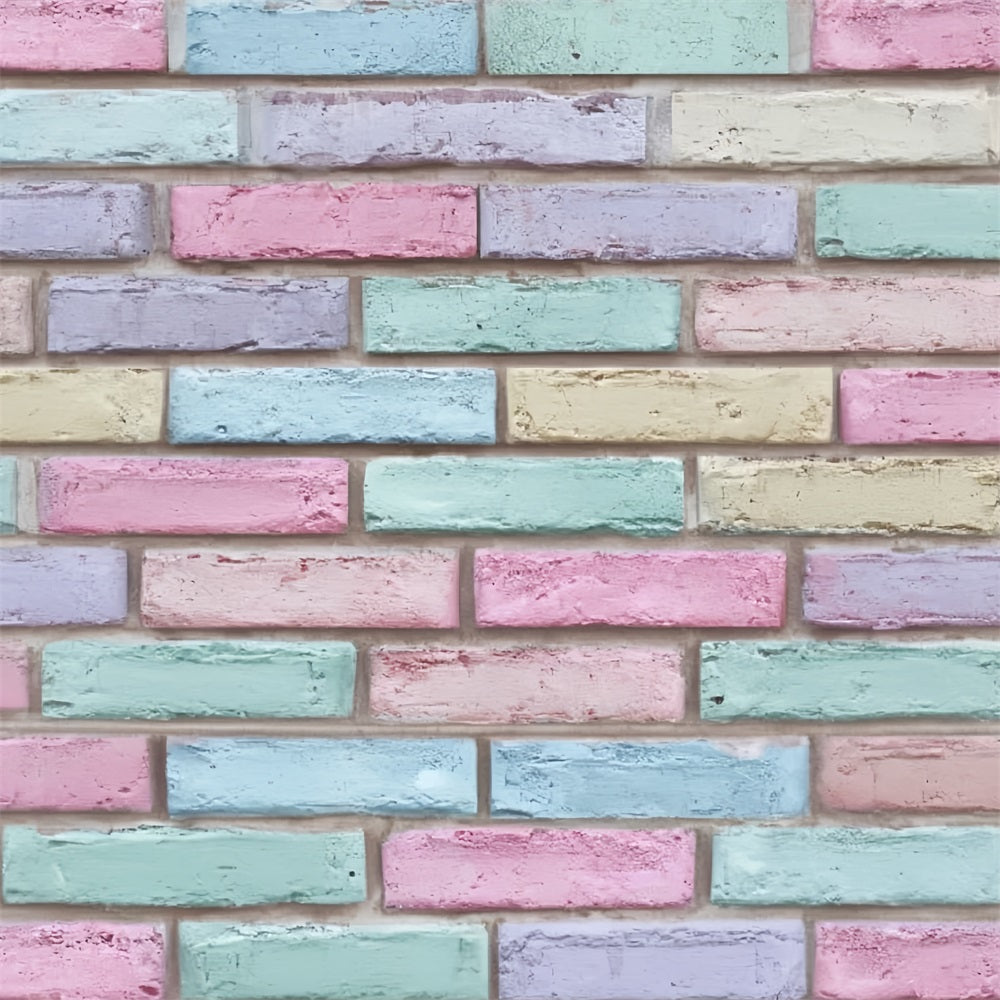 Brick Backdrop Pastel Multicolor Painted Wall Brick Photo Backdrop TWW59-189