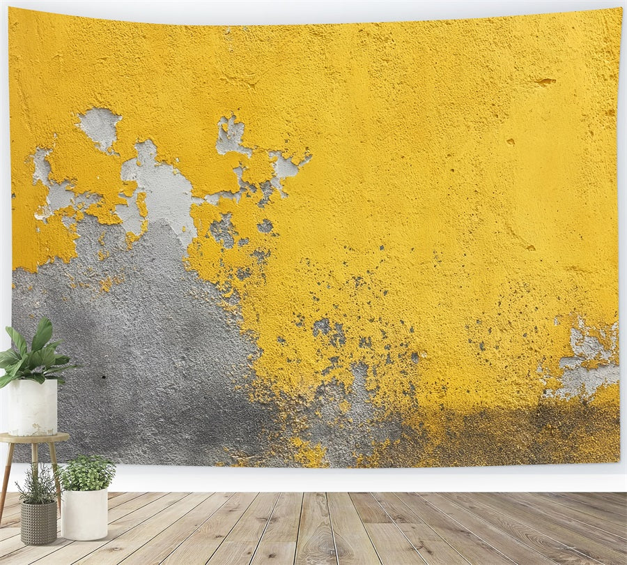Graffiti Wall Backdrop Weathered Yellow Plaster Wall Graffiti Backdrop TWW59-201