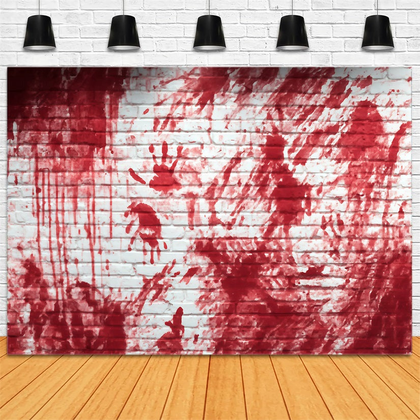 Brick Backdrop Photography Bloody Handprint Horror Wall Brick Backdrops TWW59-204