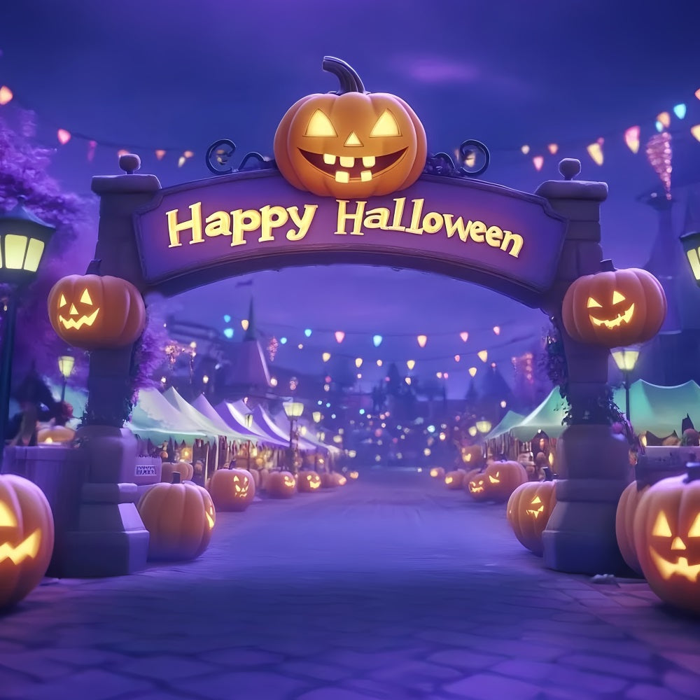 Halloween Circus Backdrop Pumpkin Carnival Gate Photography Circus Backdrop TWW59-21